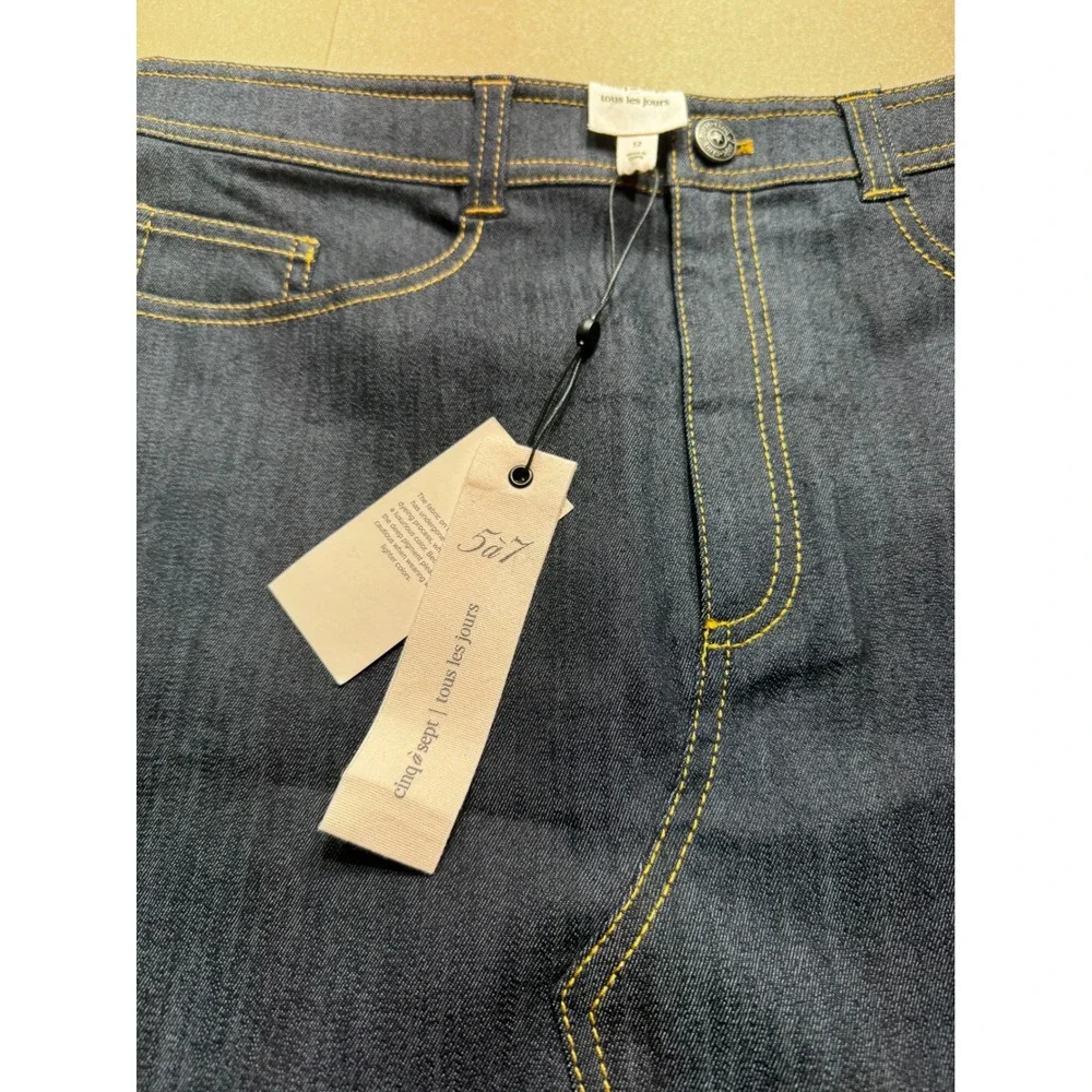 NWT Cinq a Sept Tana Denim‎ Maxi Skirt Indigo Blue Front Slit MSRP:$295